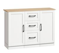 Homcom Sideboard Storage Cabinet, Buffet Storage Cabinet With 3 Drawers In White White