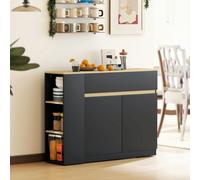 HOMCOM Sideboard, Storage Cabinet with 2 Drawers, 3 Open Shelves, Black - Laminated - Sideboard - Black
