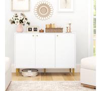 Homcom Sideboard Storage Cabinet With 3 Carved Line Doors And 5 Legs White White One Size