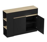 HOMCOM Sideboard, Storage Cabinet with Adjustable Shelf, 2 Drawers, 3 Open Shelves, Black