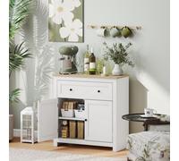 Homcom Sideboard Storage Cabinet With Adjustable Shelf, Drawer In White White