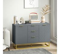 HOMCOM Sideboard Storage Cabinet with Adjustable Shelves, Grey - Grey