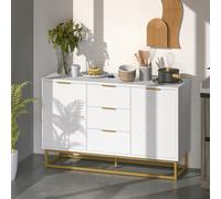 Homcom Sideboard Storage Cabinet With Adjustable Shelves, White
