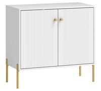 HOMCOM Sideboard, storage cabinet with double fluted doors, adjustable shelf, steel legs, 80 x 39.1 x 76 cm, white