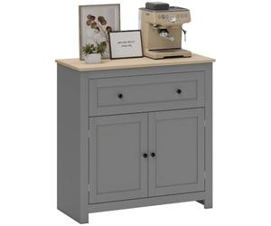 HOMCOM Sideboard Storage Cabinet with Drawer and Double Doors Grey | Modern Kitchen Cupboard, Adjustable Shelf, Sideboard for Living Room, Dining Room, Hallway