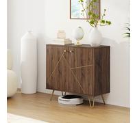 HOMCOM Sideboard Storage Cabinet with Luxurious Steel Lines Steel Legs Brown - Brown