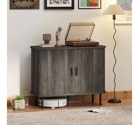 HOMCOM Sideboard Storage Cabinet with Slatted Tambour Sliding Doors - Grey | TJ Hughes