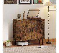HOMCOM Sideboard Storage Cabinet with Slatted Tambour Sliding Doors - Rustic Brown | TJ Hughes