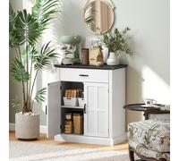 HOMCOM Sideboard Storage Cabinet with Thick Tabletop & 2 Barn Doors White HOMCOM White