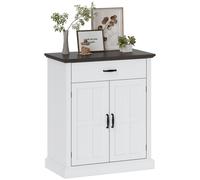 HOMCOM Sideboard Storage Cabinet with Thick Tabletop and 2 Barn Doors White