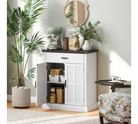 HOMCOM Sideboard Storage Cabinet with Thick Tabletop and 2 Barn Doors White