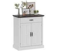 HOMCOM Sideboard Storage Cabinet with Thick Tabletop and 2 Barn Doors White - White