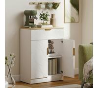 HOMCOM Sideboard Storage Cupboard with Drawer for Living Room Entryway White - White and natural wood - Sideboard - White