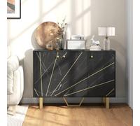 HOMCOM Sideboard Storage Cupboard with Metal Legs for Living Room - Black | TJ Hughes