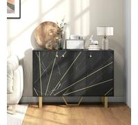 HOMCOM Sideboard Storage Cupboard with Metal Legs for Living Room, Black - Black