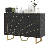 Homcom Sideboard Storage Cupboard With Metal Legs For Living Room, Black