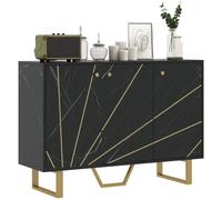 HOMCOM Sideboard Storage Cupboard with Metal Legs for Living Room, Black