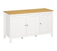 HOMCOM Sideboard storage unit with 3 doors 2 adjustable shelves light wood-effect top 120 x 40 x 70 cm white
