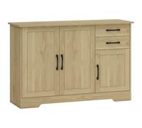 HOMCOM Sideboard with 2 Drawers Modern Storage Cabinet, Kitchen Cupboard with Adjustable Shelf and 3 Doors Natural