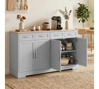 Homcom Sideboard With 4 Drawers, 4 Doors And 2 Adjustable Shelves, Grey Grey