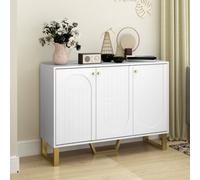 HOMCOM Sideboard with Adjustable Shelves & 3 Doors for Living Room, White - White
