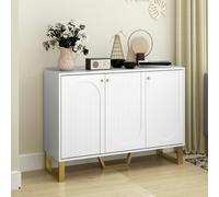 HOMCOM Sideboard with Adjustable Shelves & Doors for Living Room, White, White