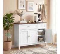 HOMCOM Sideboard with Drawers & Adjustable Shelves, White | Size: 110 cm x 35 cm HOMCOM White 110 cm x 35 cm