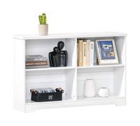 Homcom Simple Modern 4-Compartment Low Bookcase 2-Tier Shelves Cube Display In White White