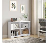 Homcom Simple Modern 4-Compartment Low Bookcase W/ Shelves Cube Display Office