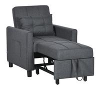 HOMCOM Folding Chair Bed, Fold Out Bed with Pillow & Side Pockets in Dark Grey HOMCOM Dark Grey