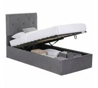 HOMCOM Bed Frame Gas Side Lift Under Bed Storage Dark Grey - Single - Bed Frame