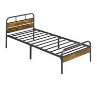 HOMCOM Single Bed Frame With Headboard - No Box Spring Needed - Rustic Brown | TJ Hughes