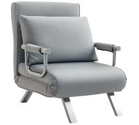 HOMCOM Foldable Portable Armchair Bed With Pillow Light Grey, Grey