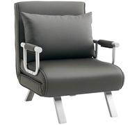 HOMCOM Single Chair Bed, Click Clack Convertible Bed Settee, Modern Velvet Feel Fabric Lounge Couch with Cushion for Living Room, Bedroom, Guest Room Grey