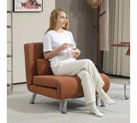 Homcom Single Folding 5 Position Convertible Sleeper Chair Bed Coffee, Brown