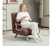 Homcom Velvet Single Folding 5 Position Convertible Sleeper Chair Bed Coffee In Brown Brown One Size