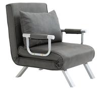 HOMCOM Single Folding 5 Position Convertible Sleeper Chair Bed Grey