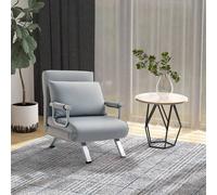 HOMCOM Foldable Portable Armchair Bed With Pillow Light Grey, Grey