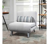 HOMCOM Folding 5 Position Convertible Sleeper Chair Sofa Bed - Light Grey - Linen - 1 Seater