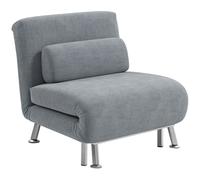 HOMCOM Single Folding 5 Position Convertible Sleeper Chair Sofa Bed Grey, Grey