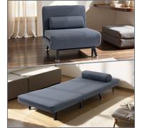 HOMCOM Single Folding 5 Position Steel Convertible Sleeper Chair Sofa Bed Black, Black