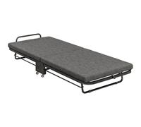 HOMCOM Single Folding Bed with Mattress Foldable Guest Bed on Wheels, Grey