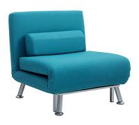 HOMCOM Single Linen-Feel Sleeper Chair - Dark Blue