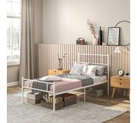 HOMCOM Single Metal Bed Frame w/ Headboard and Footboard, Underbed Storage Space