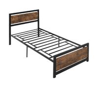 Metal Bed Frame Slat Support Bedstead Base w/ Headboard & Footboard HOMCOM Black Single