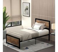 HOMCOM Single Size Metal Bed Frame w/ Headboard & Footboard, 97x195x103cm