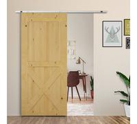 Homcom Single Sliding Barn Wood Door Hardware Roller Modern Style Track In Silver Silver