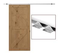 HOMCOM 6FT Sliding Barn Door Closet Hardware Track Kit Home System | Single Wooden Door