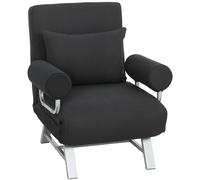 HOMCOM Single Sofa Bed, 3-in-1 Convertible Folding Chair Bed with Adjustable Backrest, Removable Armrests, Black