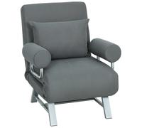HOMCOM Single Sofa Bed, 3-in-1 Convertible Folding Chair Bed with Adjustable Backrest, Removable Armrests, Dark Grey